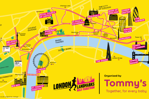 A graphic image of the London Landmarks 2024 route map