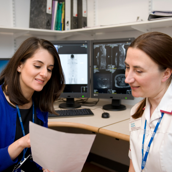 Christina Messiou with nurse