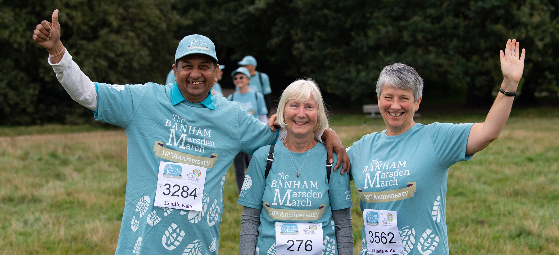 members of Team Marsden on the Banham Marsden March waving