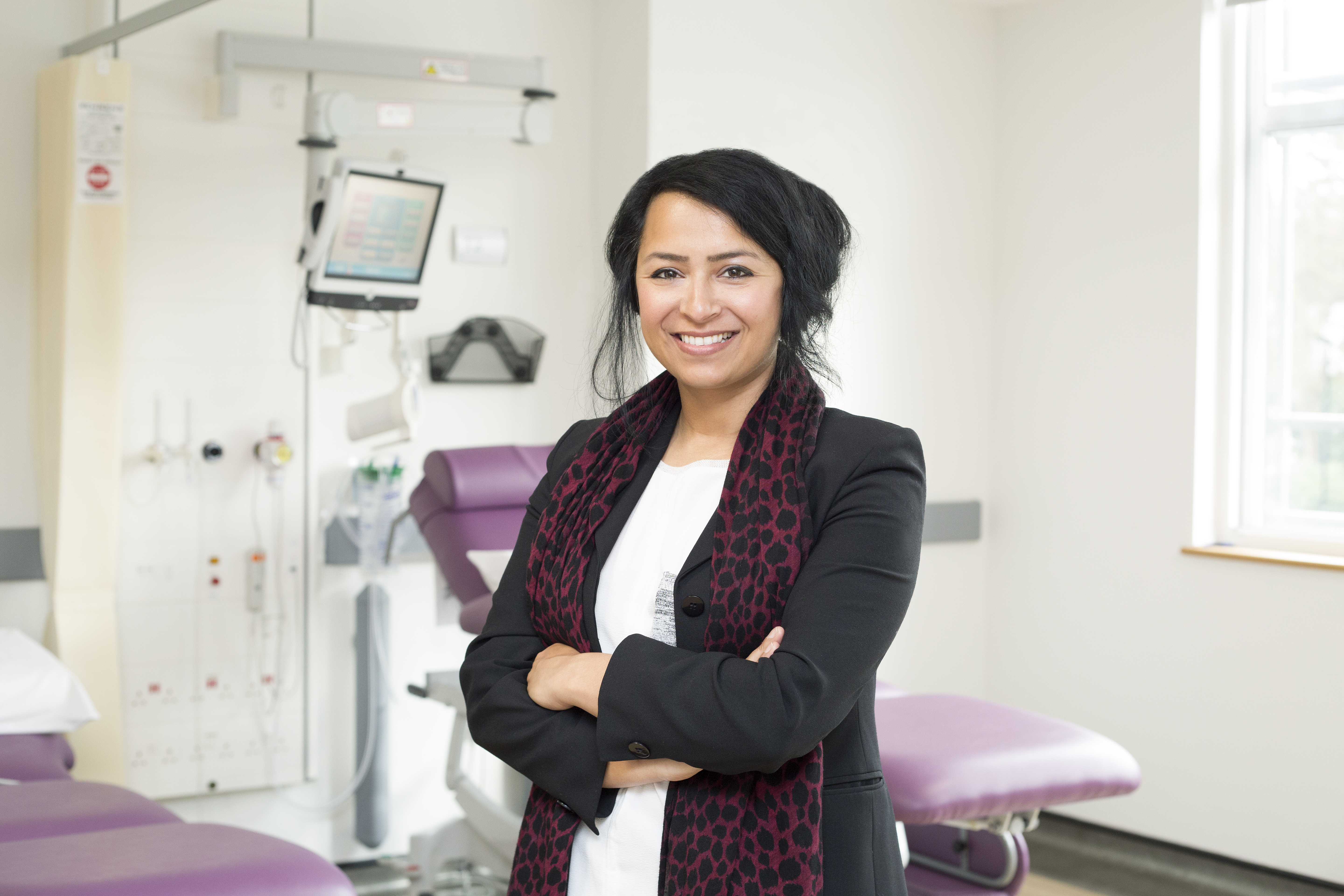 Photo of Dr Naureen starling in the Royal Marsden West Wing research centre, Smiling