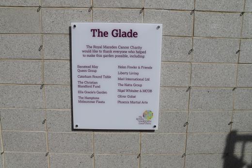 Plaque for the Glade garden