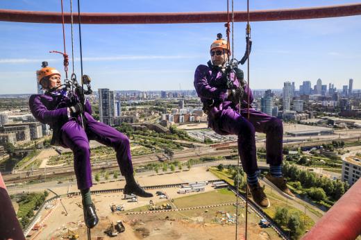 Abseilers part way down