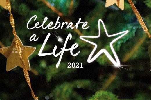 Our Celebrate a Life 2021 tree with gold stars