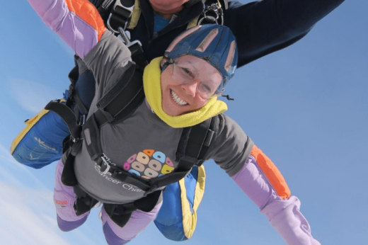 A supporter skydiving for The Royal Marsden Cancer Charity 