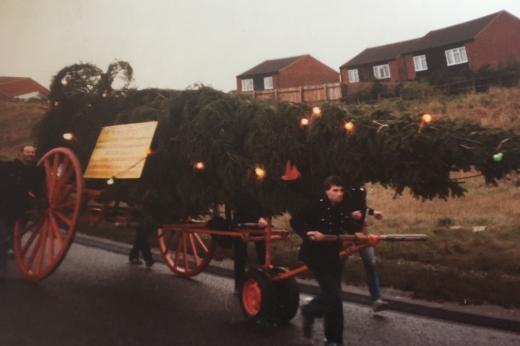 Pushing the Christmas tree from Felixstowe to The Royal Marsden in Sutton