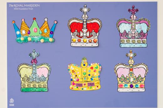 Crowns decorated by children at The Royal Marsden