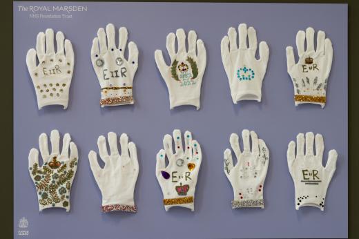 Gloves decorated in celebration of the Jubilee