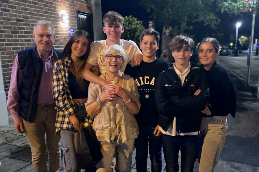 Jacky (centre) with her five grandchildren