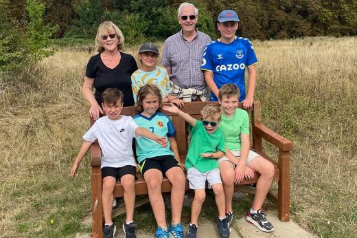 Beryl Denton with husband Alan and their grandchildren