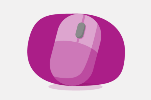  pink computer mouse icon grey background