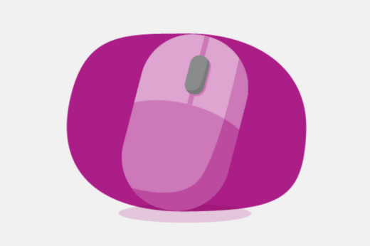 pink computer mouse icon grey background