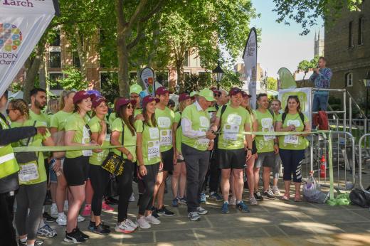 A big crowd at The Banham Marsden March start line ready to set off! 