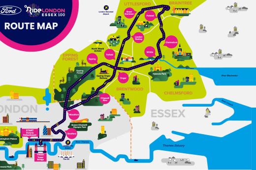 Ride London-Essex 100 2023 route