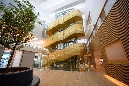 Inside the Oak Cancer Centre atrium