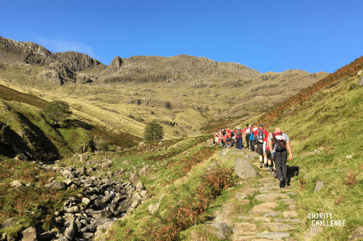 An image of a group of trekkers taking on the Lake District Triple Challenge
