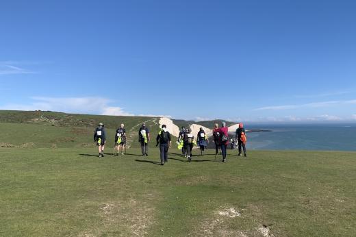 Supporters on cliffs at the South Downs Trek 2024