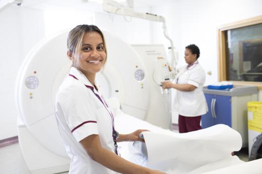 Somiya Namballa, diagnostic radiographer, and Innocenta Gbenoba at the Imaging Centre  