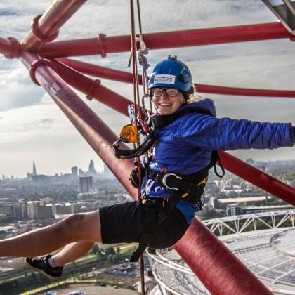 Woman abseiling