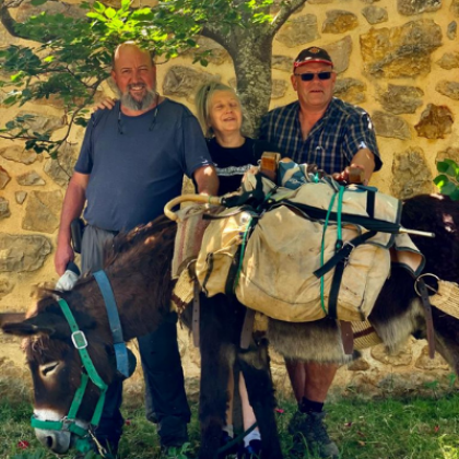 murray with his guide and donkeys