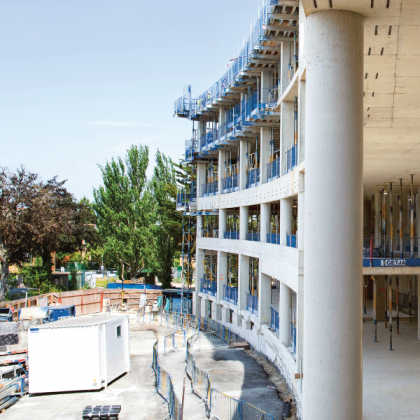 The Oak Cancer Centre at the latest stage of construction, with the full height being realised