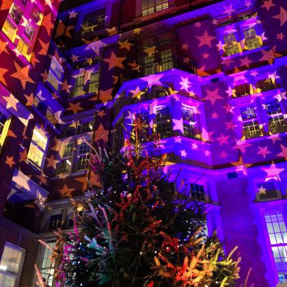 The Chelsea Christmas tree lit up with stars