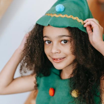 Girl in Christmas costume