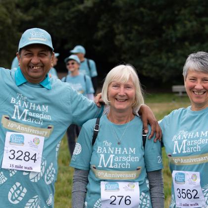 members of Team Marsden on the Banham Marsden March waving