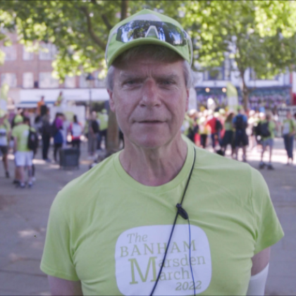 Richard at the 2022 March wearing his Banham Marsden March t-shirt and cap