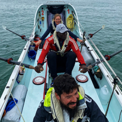 The rowers training in their boat