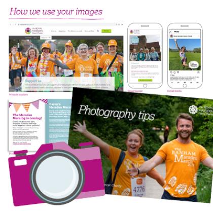 A page from our photography guide, depicting how we use your images on social media and the website