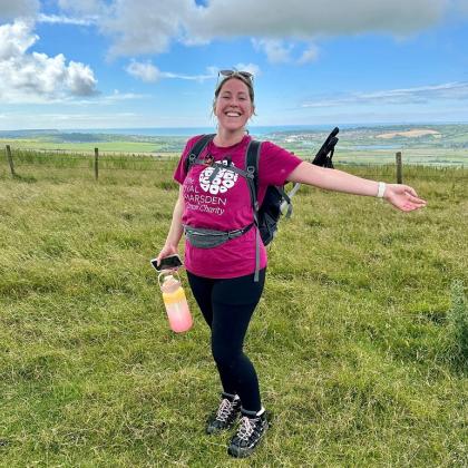 Supporter smiling at South Downs Way 2024
