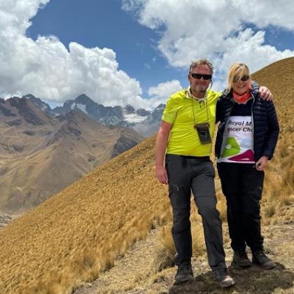 Two RMCC trekkers on a mountain in Peru