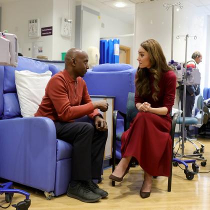 HRH The Princess of Wales chats to Peter, a patient of The Royal Marsden