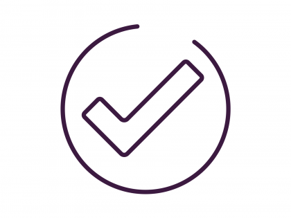 Illustrated icon of a tick