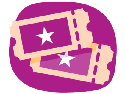 Illustrated icon of a pair of tickets