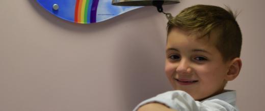 Blue ringing the end of treatment bell