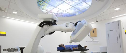 A patient under the CyberKnife