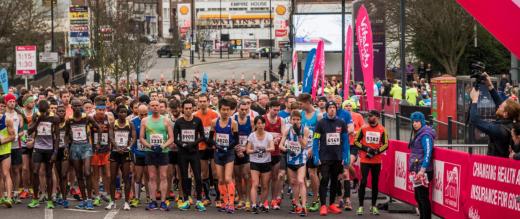 North London Half Marathon - runners line up at the start