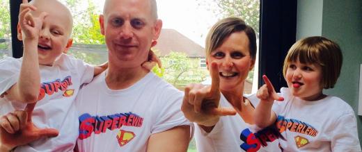 Lewis Houghton and family in their 'SuperLewis' tee shirts