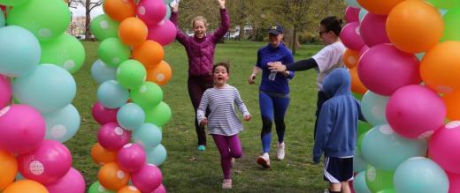 Young My Marsden March participant heads for finish