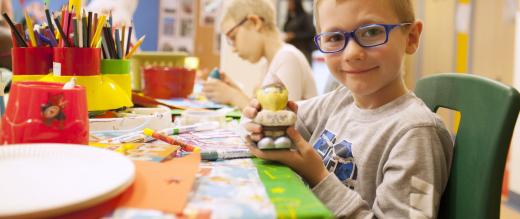 Young patient George Wormleighton in playroom