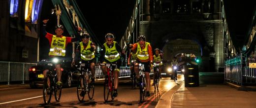 Group of cyclist taking part in nightrider 