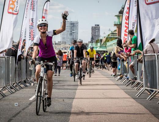 Cyclists approaching the finish line