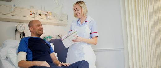 Patient and nurse on Bud Flanagan ward