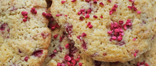 Raspberry and white chocolate cookies