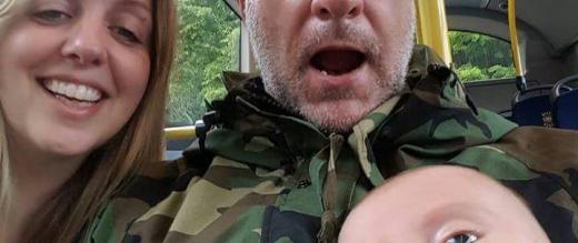 russell on bus