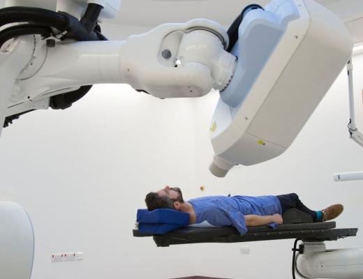 Patient being treated by CyberKnife