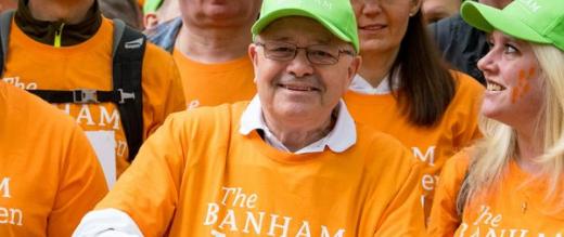 Charles Hallatt cutting the ribbon at The Banham Marsden March