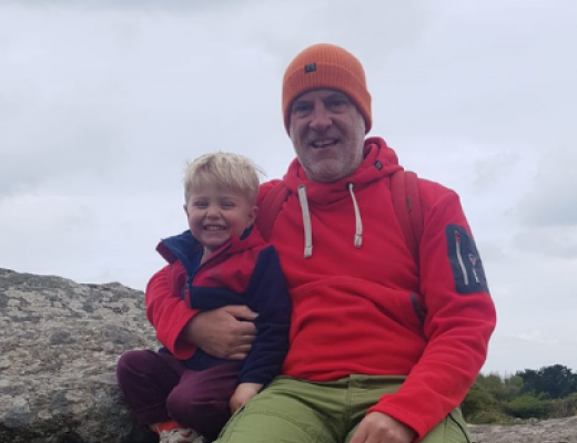 Russell with son