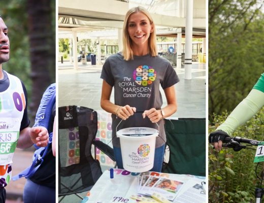 Image of three supporters doing different activities to raise funds for the charity